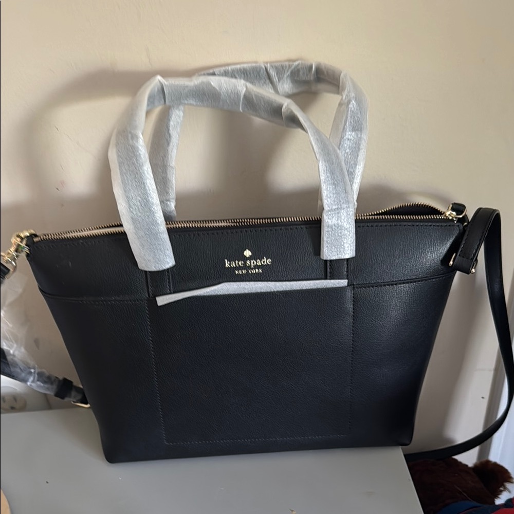 NWT Kate Spade Black Leather Tote Bag